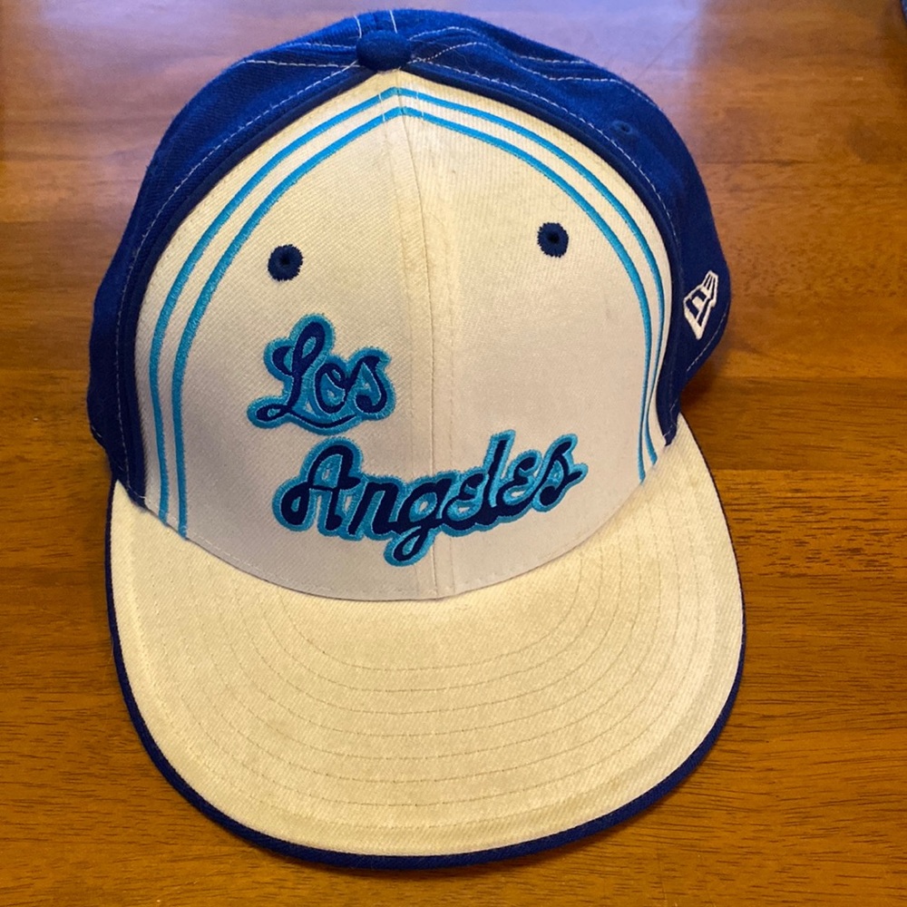 Los Angeles Lakers White Blue Hat Cap Vintage NBA New Era 7 3/8 GUC